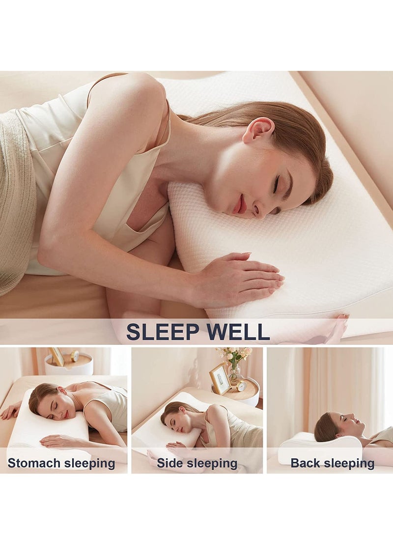 Cervical Memory Foam Bed Pillow with 2 Adjustable Height, 61x35.6x11.9cm, Ergonomically Designed Contour Sleeping Pillows with Washable Pillow Cover for Side Sleepers with Shoulder & Cervical Pain - Image 5