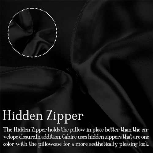 Gabire Mulberry Silk Pillowcase for Hair and Skin Prevent Acne Pillow Cases Both Sides Real Silk Pillowcases Organic Silk Pillowcase with Hidden Zipper, Black, King (20"×36") - Image 4