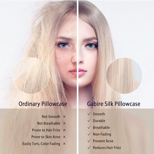 Gabire Mulberry Silk Pillowcase for Hair and Skin Prevent Acne Pillow Cases Both Sides Real Silk Pillowcases Organic Silk Pillowcase with Hidden Zipper, Black, King (20"×36") - Image 3