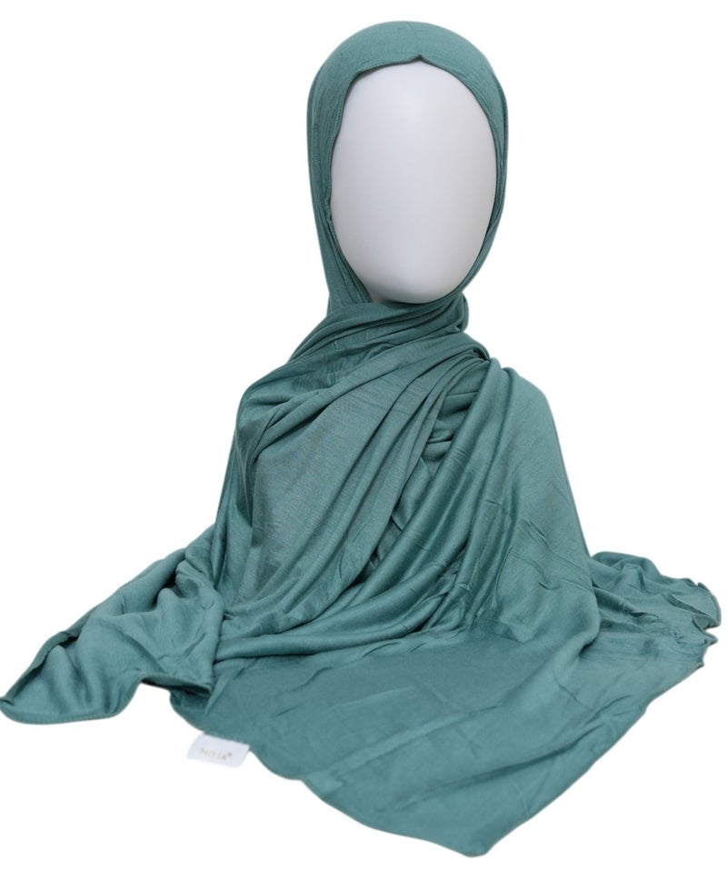 Moja Women Hijab | Jersey Hijab Scarf | Premium Bamboo Jersey – Teal | Soft Stretch Modest Hijab - Image 1