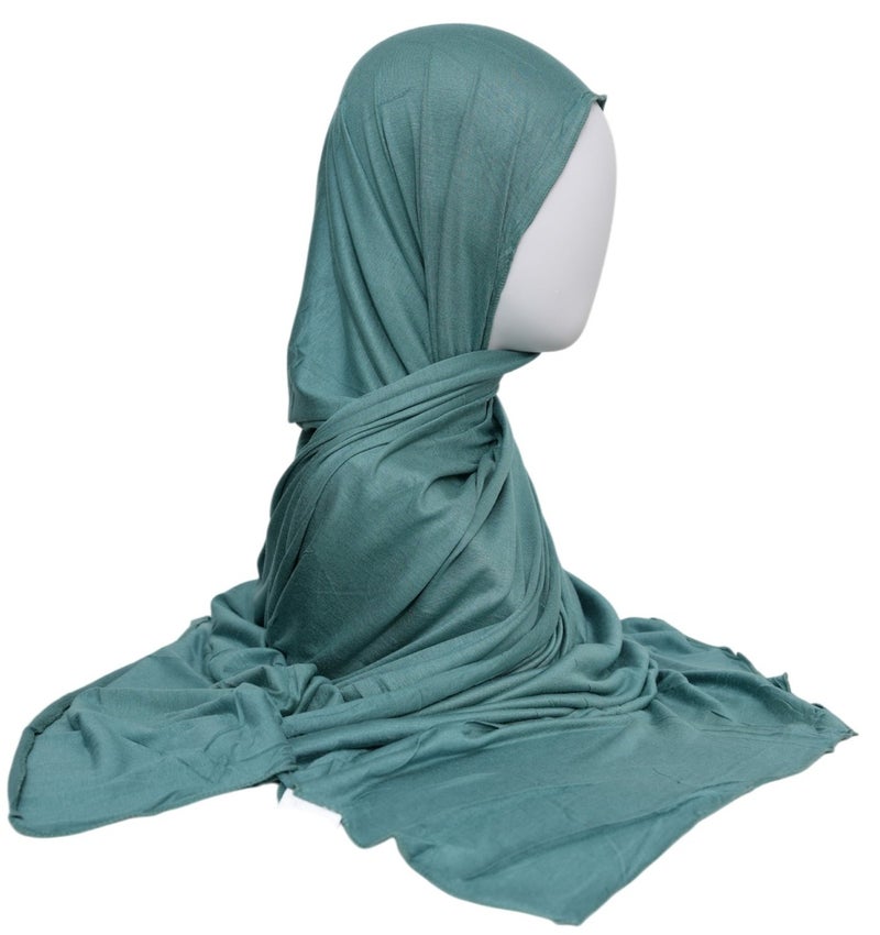 Moja Women Hijab | Jersey Hijab Scarf | Premium Bamboo Jersey – Teal | Soft Stretch Modest Hijab - Image 2
