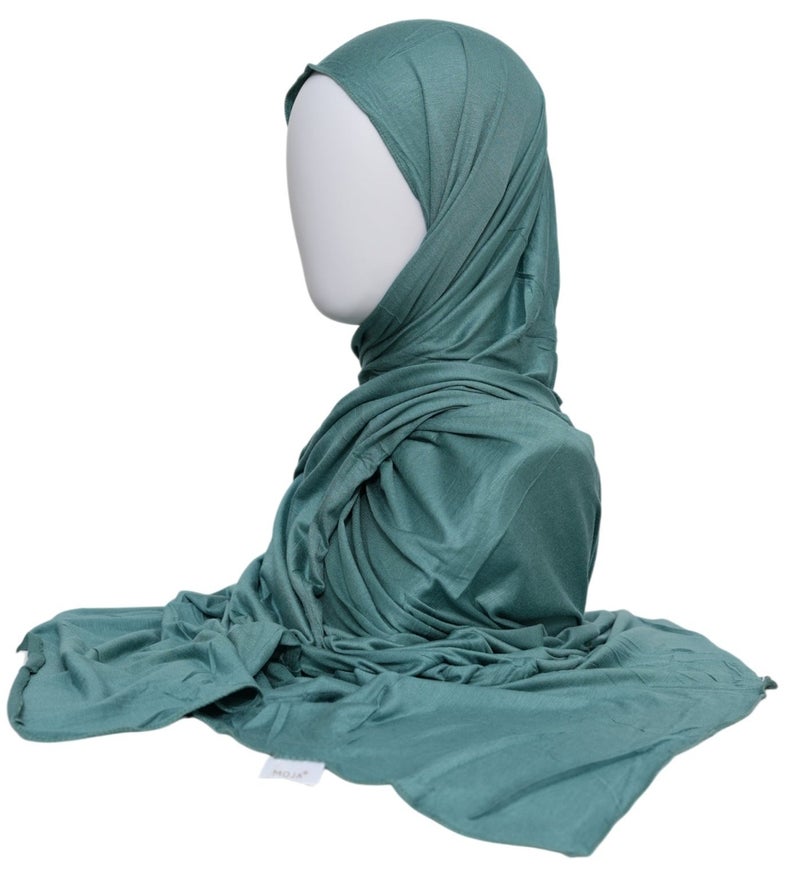Moja Women Hijab | Jersey Hijab Scarf | Premium Bamboo Jersey – Teal | Soft Stretch Modest Hijab - Image 3