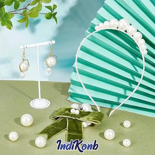 INDIKONB Round Pearl Moti Beads | Offwhite Beige Acrylic Plastic Faux Pearl Beads | White Beads for Craft, DIY Jewelry & Accessories | Perfect for Mala Making & Rakhi Making (Off White-4mm) - Image 4