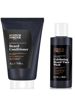 scotch porter Scotch Porter Beard and Face Care Set  4oz Leavein Conditioner and 217oz Exfoliating Wash with NonToxic Vegan Ingredients 