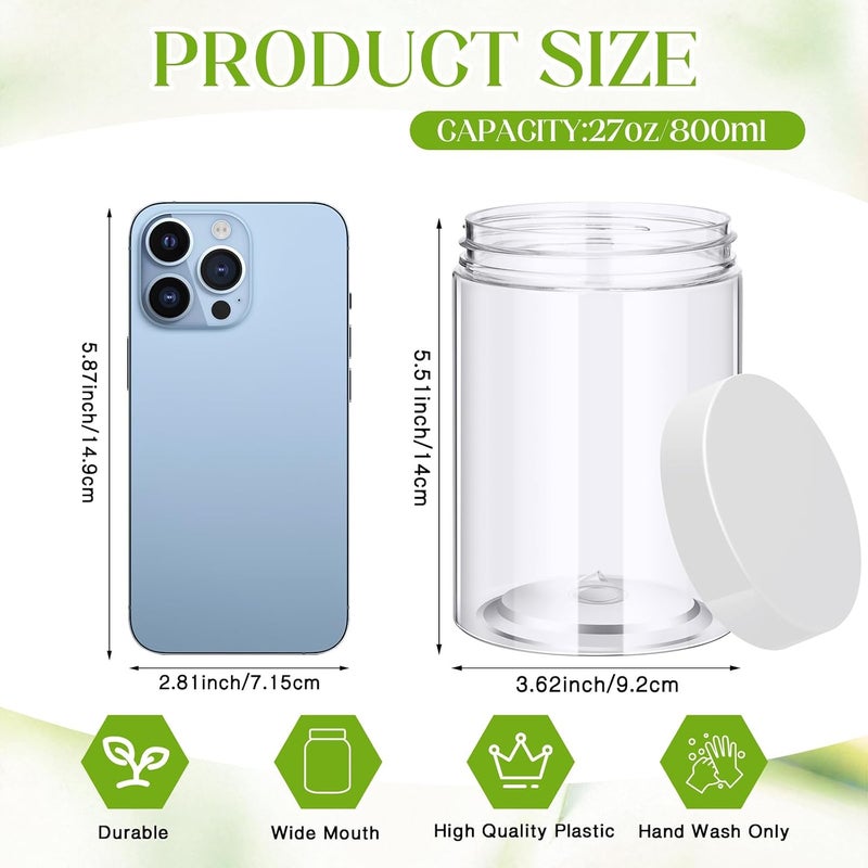 Patelai 4 Pieces Round Wide-mouth Leak Proof Plastic Container Jars with Lids for Travel Storage Makeup Beauty Products Face Creams Oils Salves Ointments DIY Making(27 Ounce,Clear) - Image 2