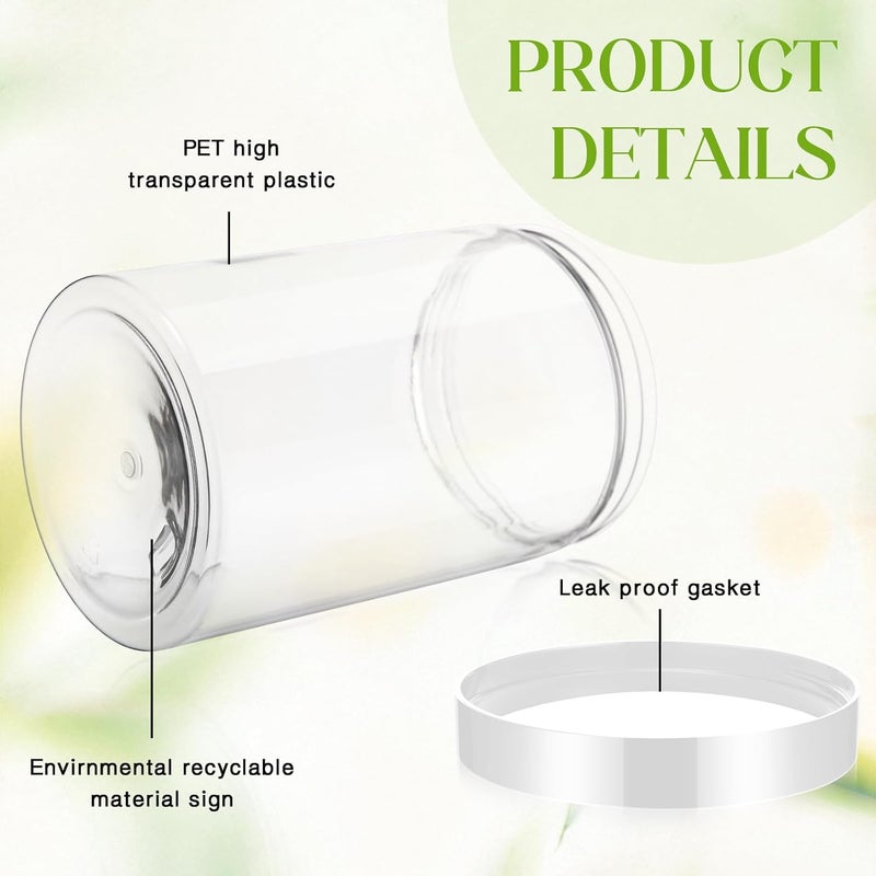 Patelai 4 Pieces Round Wide-mouth Leak Proof Plastic Container Jars with Lids for Travel Storage Makeup Beauty Products Face Creams Oils Salves Ointments DIY Making(27 Ounce,Clear) - Image 3