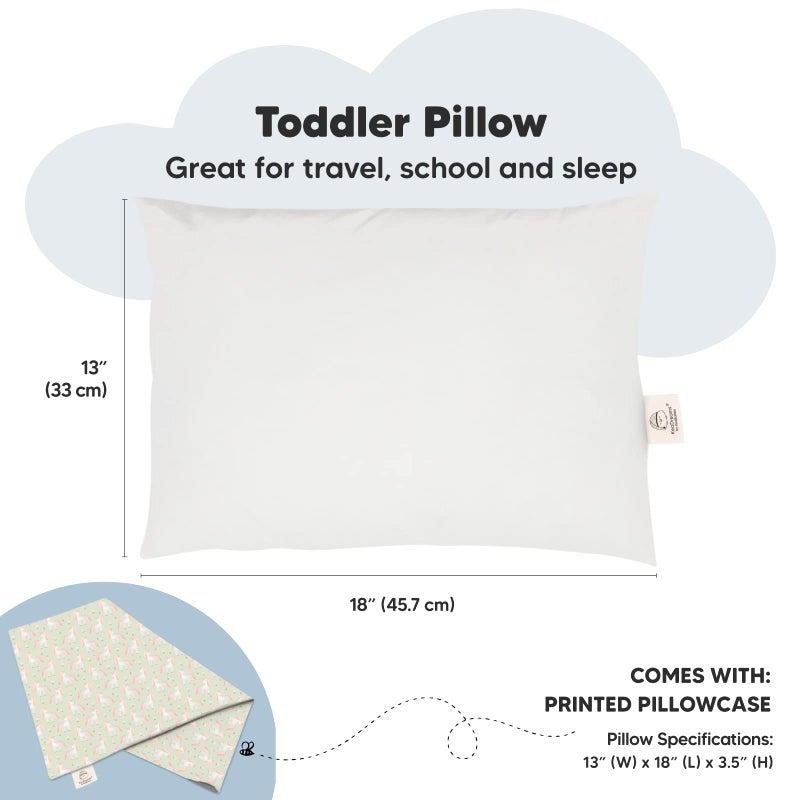 KeaBabies Toddler Pillow with Pillowcase - 13x18 My Little Dreamy Kids Travel Bed Pillows for Sleeping, Organic Cotton Small Pillowcase, Soft & Breathable, Machine Washable, Toddlers 2-5 years old (Grace) - Image 3