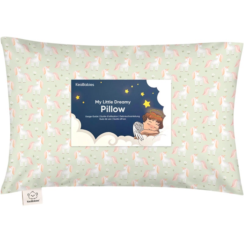 KeaBabies Toddler Pillow with Pillowcase - 13x18 My Little Dreamy Kids Travel Bed Pillows for Sleeping, Organic Cotton Small Pillowcase, Soft & Breathable, Machine Washable, Toddlers 2-5 years old (Grace) - Image 1