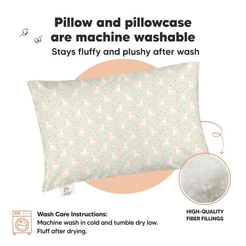 KeaBabies Toddler Pillow with Pillowcase - 13x18 My Little Dreamy Kids Travel Bed Pillows for Sleeping, Organic Cotton Small Pillowcase, Soft & Breathable, Machine Washable, Toddlers 2-5 years old (Grace) - Image 4