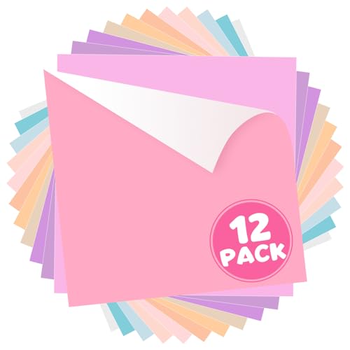 WRAPXPERT Pastel Vinyl Permanent - 12 Sheets Bundle 12"x12" Matte Boho Craft Vinyl Sheets Pastel Colors Adhesive Vinyl Craft Cutters DIY Projects for Cricut Silhouette Cameo - Image 1