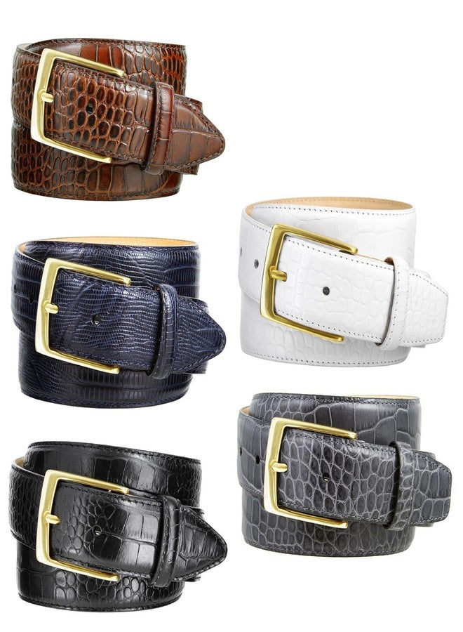 Belts.com Joseph Gold Buckle Men's Designer Leather Dress Belt 1-3/8" Wide (Alligator Brown, 36) - Image 2