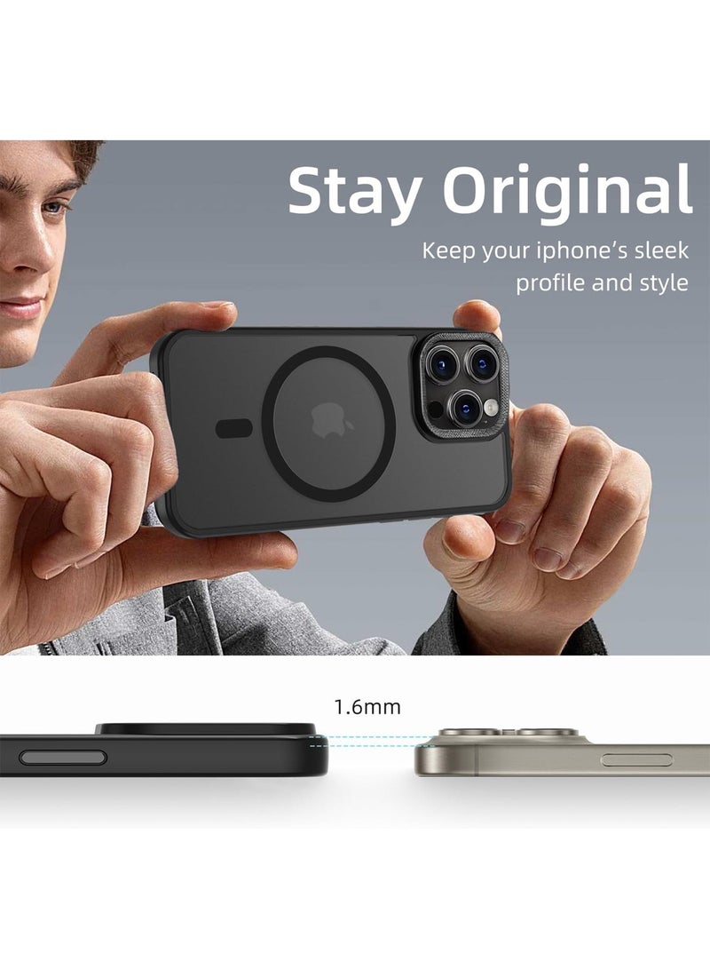 Wtech Apple iPhone 16 Pro Max 2024 Hard Silicone Hybrid Translucent Slim Stylish Magnetic Magsafe Case Cover - Black - Image 2