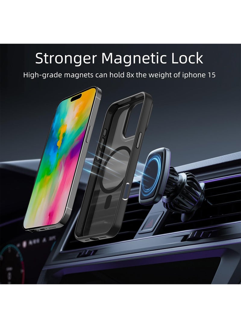 Wtech Apple iPhone 16 Pro Max 2024 Hard Silicone Hybrid Translucent Slim Stylish Magnetic Magsafe Case Cover - Black - Image 3