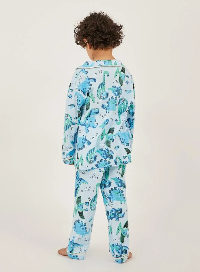 Styli All-Over Dinosaur Print Long Sleeve Shirt and Pyjama Set