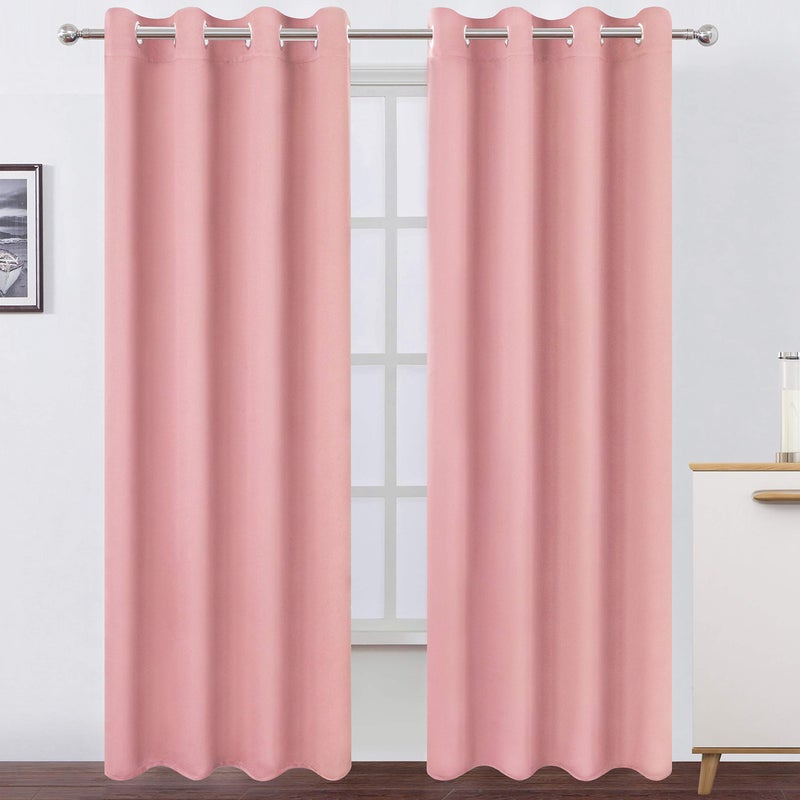 LEMOMO Pink Thermal Blackout Curtains52 x 95 InchSet of 2 Panels Room Darkening Curtains for Bedroom
