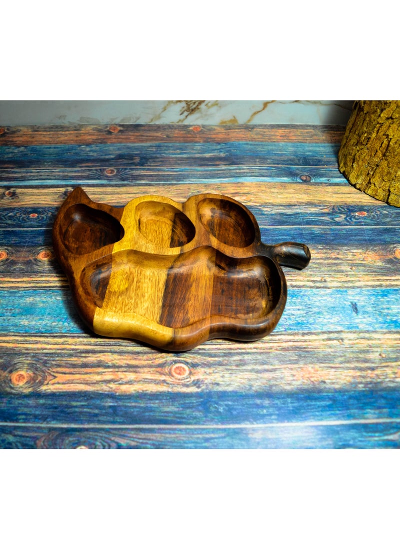 Egypt Antiques A plate of food or snacks for children in the form of a leaf, handmade wood, 100% natural colors  - Image 3