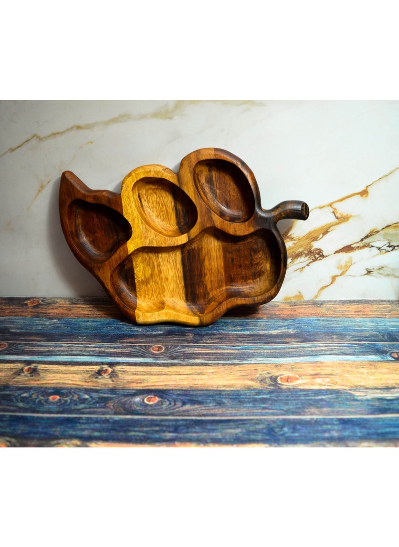 Egypt Antiques A plate of food or snacks for children in the form of a leaf, handmade wood, 100% natural colors  - Image 1