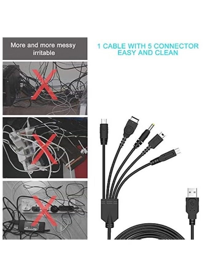 GMORO 5 in 1 USB Charger Cable Cord for Nintendo NDS Lite/Wii U/New 3DS(XL/LL),3DS(XL/LL),2DS,DSi(XL/LL),NDS/GBA SP(Gameboy Advance sp),PSP 1000 2000 3000 - Image 4