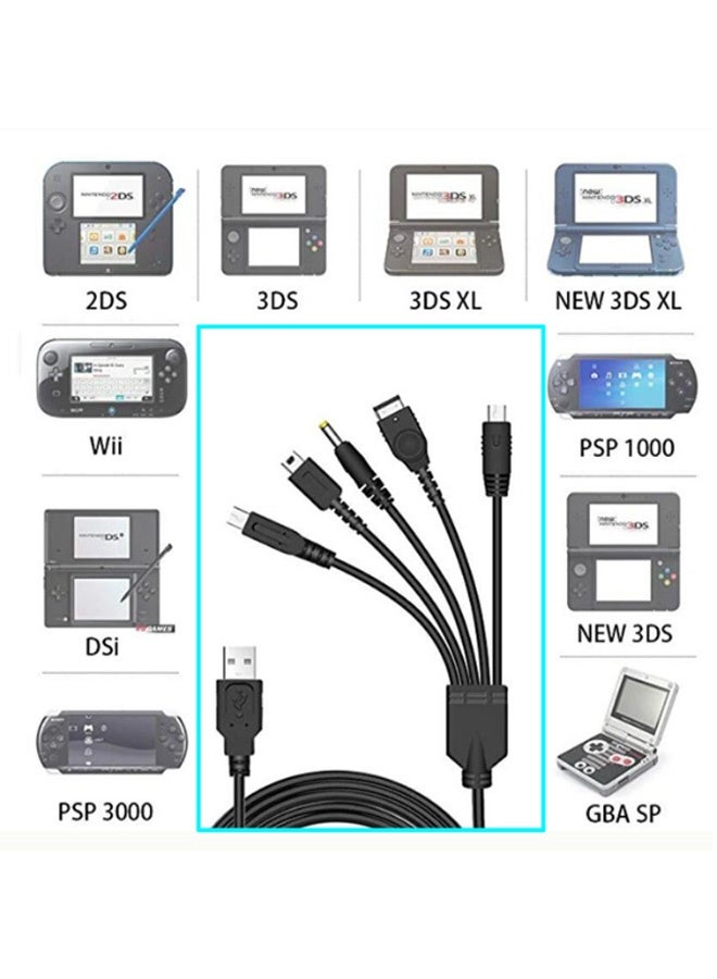 GMORO 5 in 1 USB Charger Cable Cord for Nintendo NDS Lite/Wii U/New 3DS(XL/LL),3DS(XL/LL),2DS,DSi(XL/LL),NDS/GBA SP(Gameboy Advance sp),PSP 1000 2000 3000 - Image 1