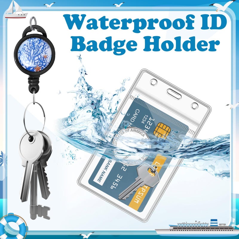 HONSIO 2 Pieces Cruise Lanyard for Ship Cards Detachable Lanyards with Retractable Badge Reel Waterproof ID Badge Holder, 2026 Cruise Essentials Accessories, Seaweed - Image 4
