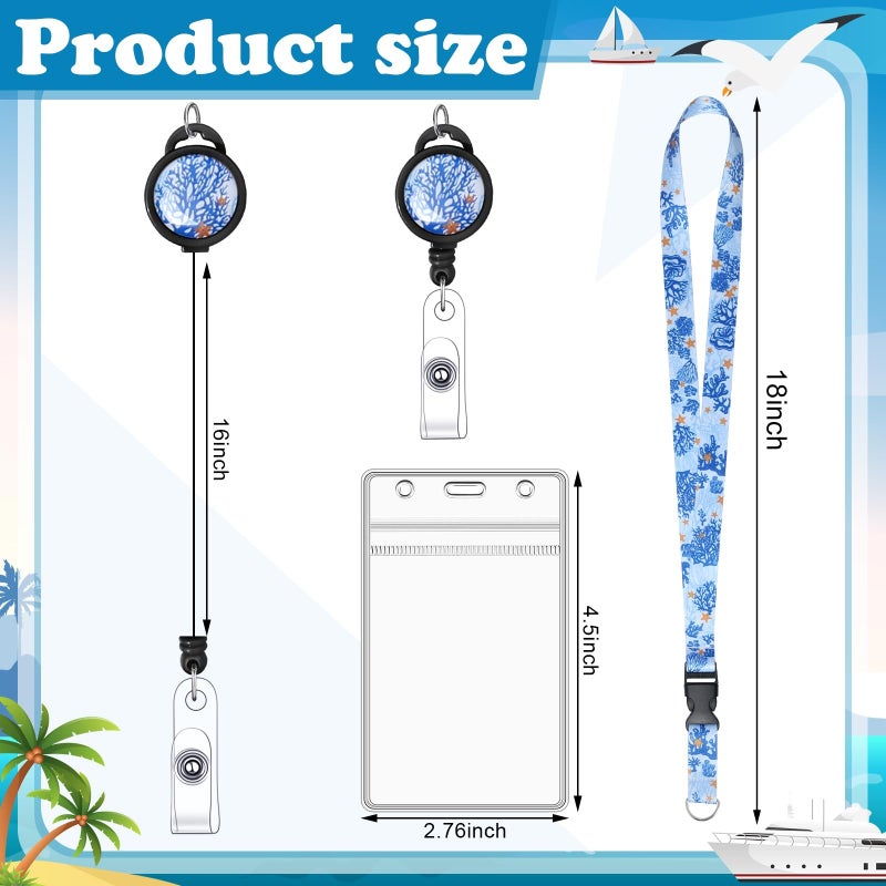 HONSIO 2 Pieces Cruise Lanyard for Ship Cards Detachable Lanyards with Retractable Badge Reel Waterproof ID Badge Holder, 2026 Cruise Essentials Accessories, Seaweed - Image 2
