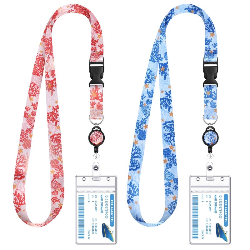 HONSIO 2 Pieces Cruise Lanyard for Ship Cards Detachable Lanyards with Retractable Badge Reel Waterproof ID Badge Holder, 2026 Cruise Essentials Accessories, Seaweed - Image 1