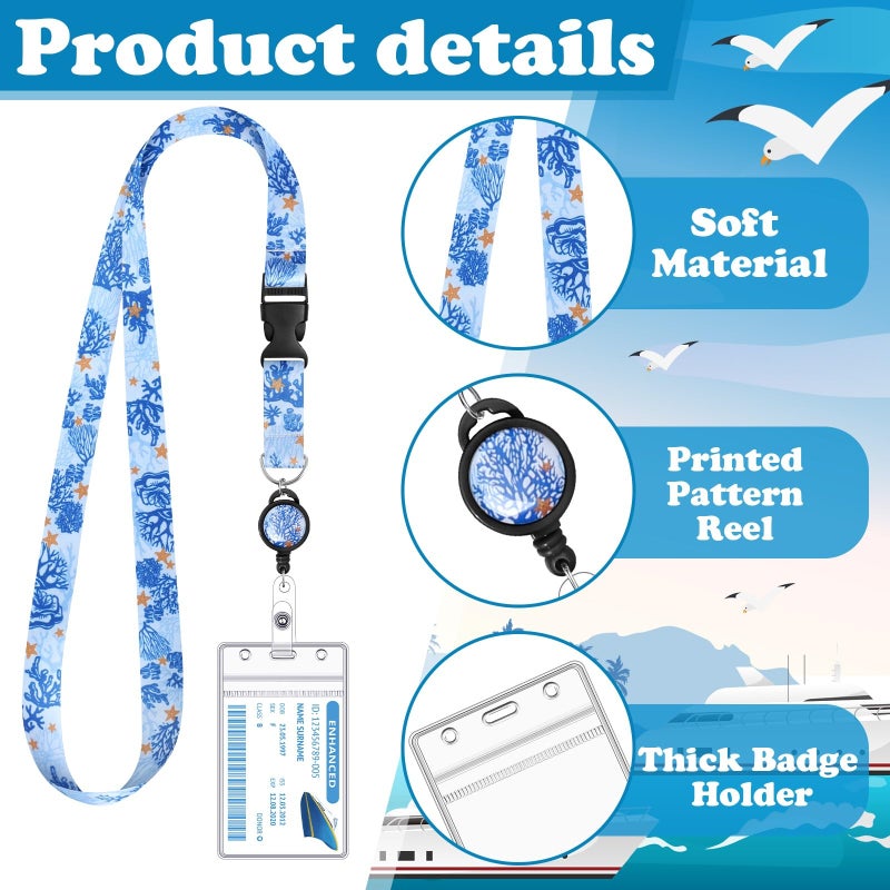 HONSIO 2 Pieces Cruise Lanyard for Ship Cards Detachable Lanyards with Retractable Badge Reel Waterproof ID Badge Holder, 2026 Cruise Essentials Accessories, Seaweed - Image 3