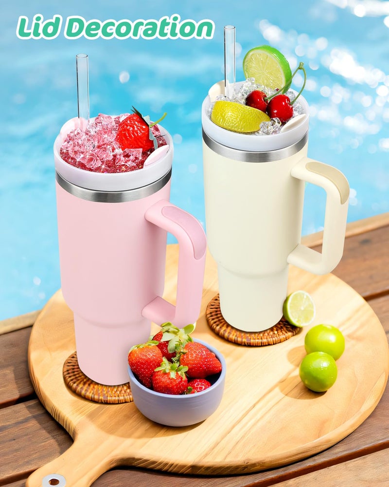 Toykee Lid Plate Topper for Stanley Cup 40 oz - Lemon Cherry Ice Cube Cute Decoration Accessories for Tumbler, Water Botter Glitter Bling Decor for Women Girls - Image 5