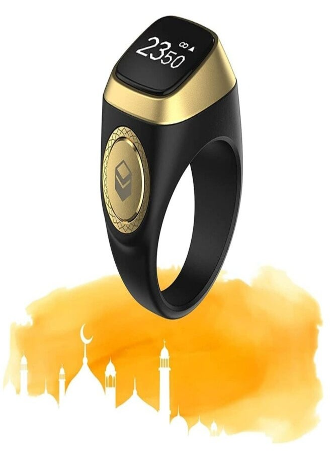 iQIBLA Smart Tasbih Zikr Ring, Muslim Prayer, Prayer timing reminder, OLED display Tasbih Counter, Smart Ring, Wearable Technology, Waterproof - Black(22mm)  - Image 1
