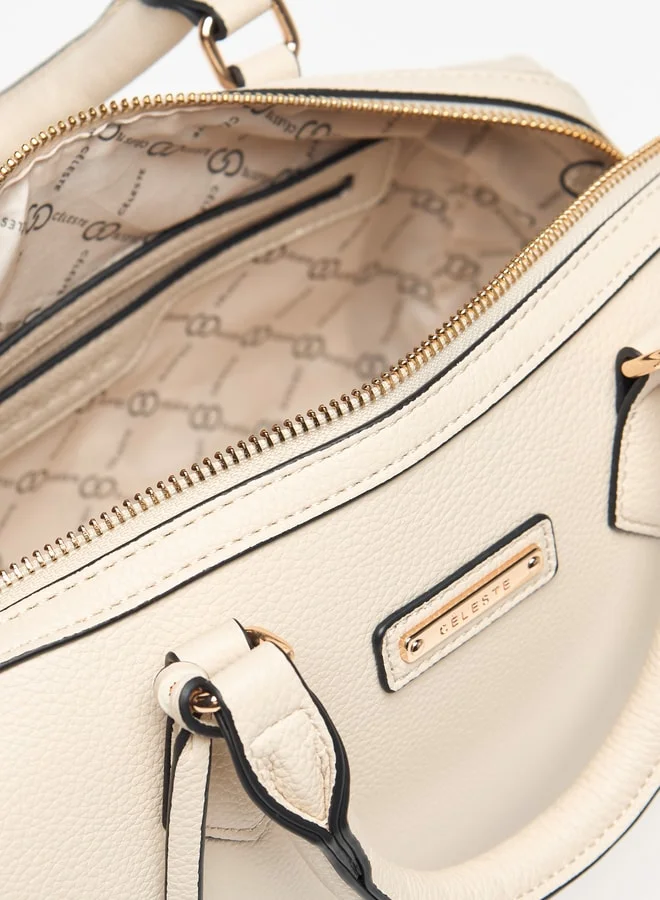 Celeste Textured Duffel Bag with Detachable Strap and Zip Closure