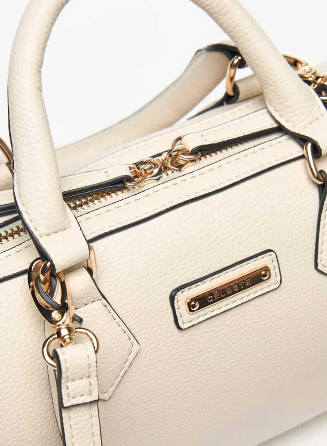 Celeste Textured Duffel Bag with Detachable Strap and Zip Closure