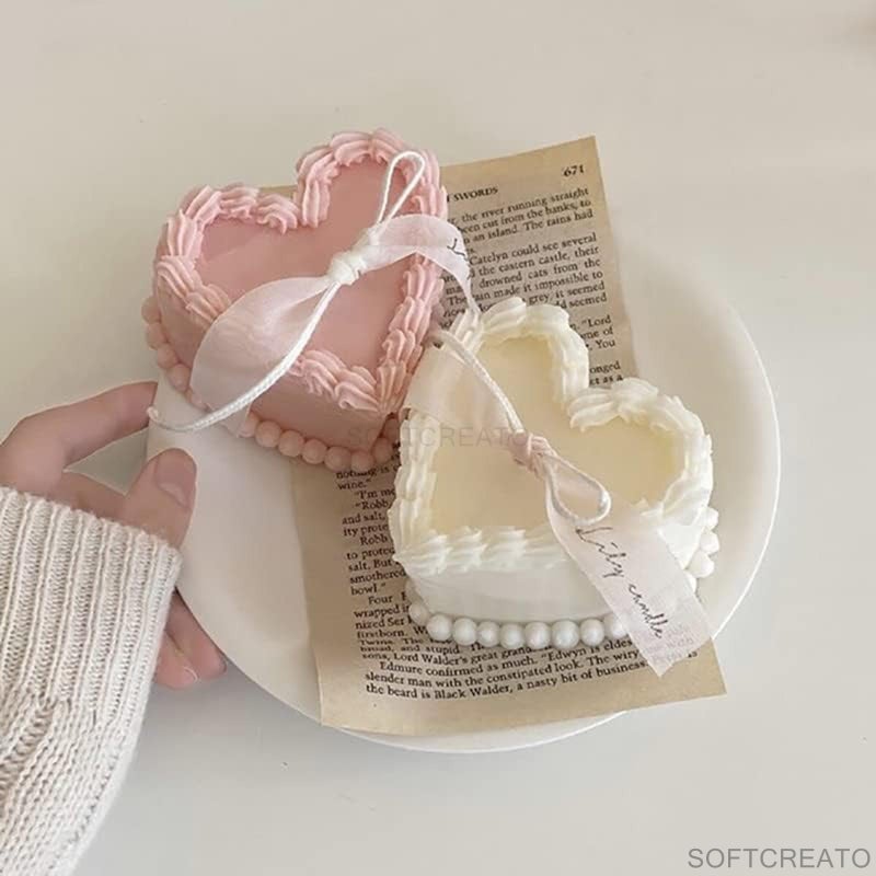 SOFTCREATO Cakes Shape Type Candle Molds I 3D Fondant Silicone Epoxy Casting Mould I Heart Cake Shape for DIY Handmade Ornament, Cake Décor, Aromatherapy, Soap, Resin Art Craft Making, Home Decoration (Heart A) - Image 4