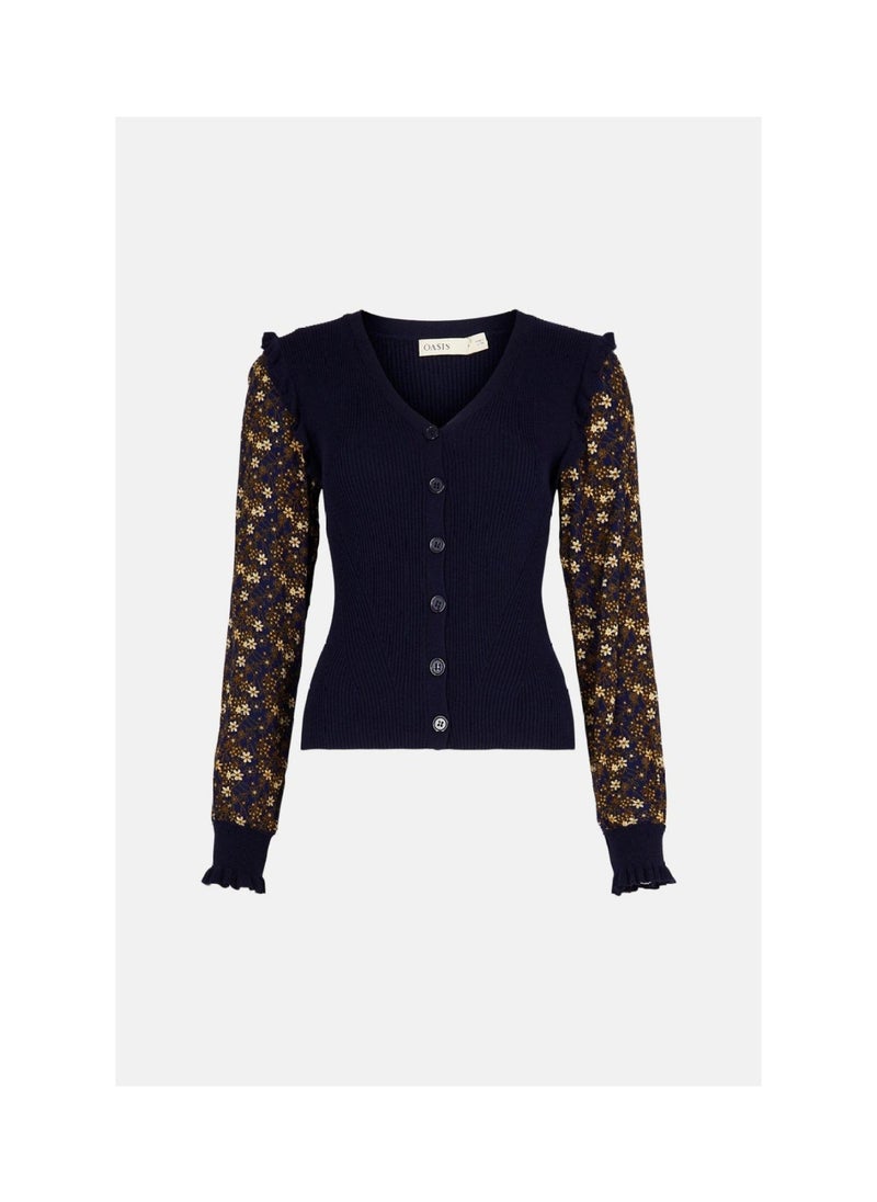 Oasis - Woven Sleeve Printed Cardigan - Image 1