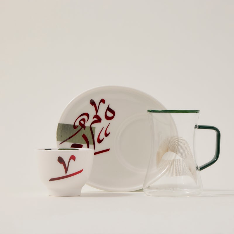 Dallaty white porcelain and glass Tea and coffee cups set 18 pcs - Image 2