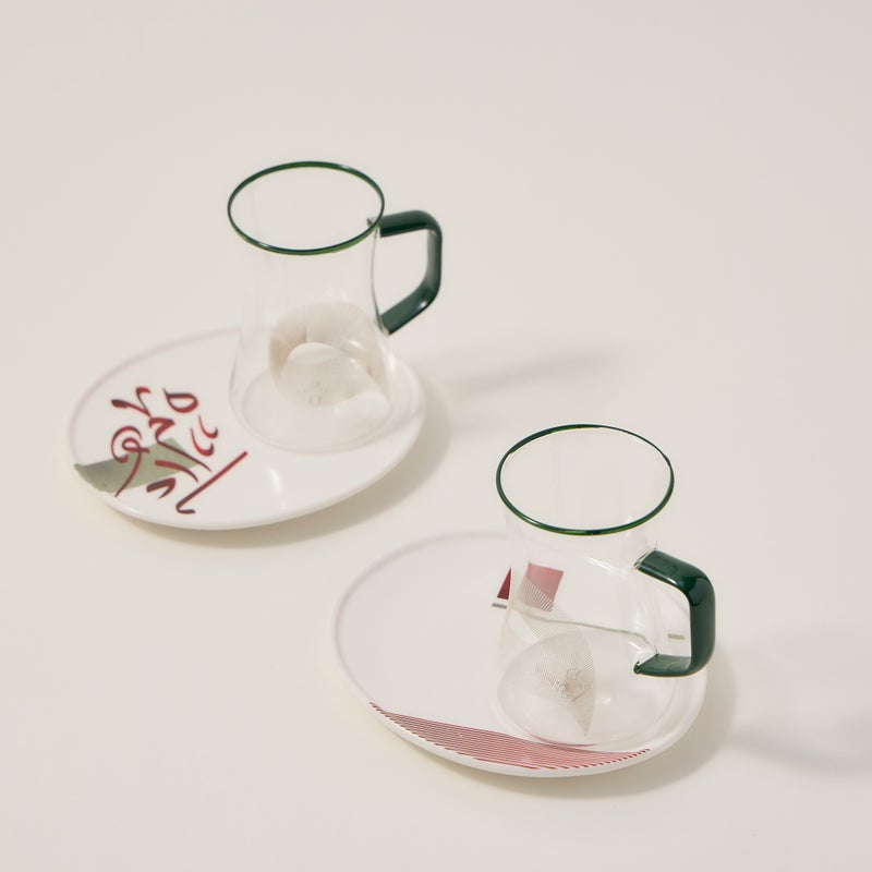 Dallaty white porcelain and glass Tea and coffee cups set 18 pcs - Image 3