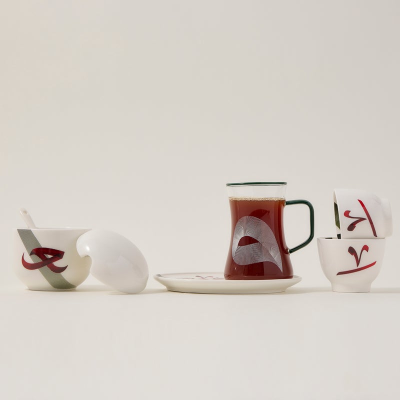 Dallaty white porcelain and glass Tea and coffee cups set 18 pcs - Image 1