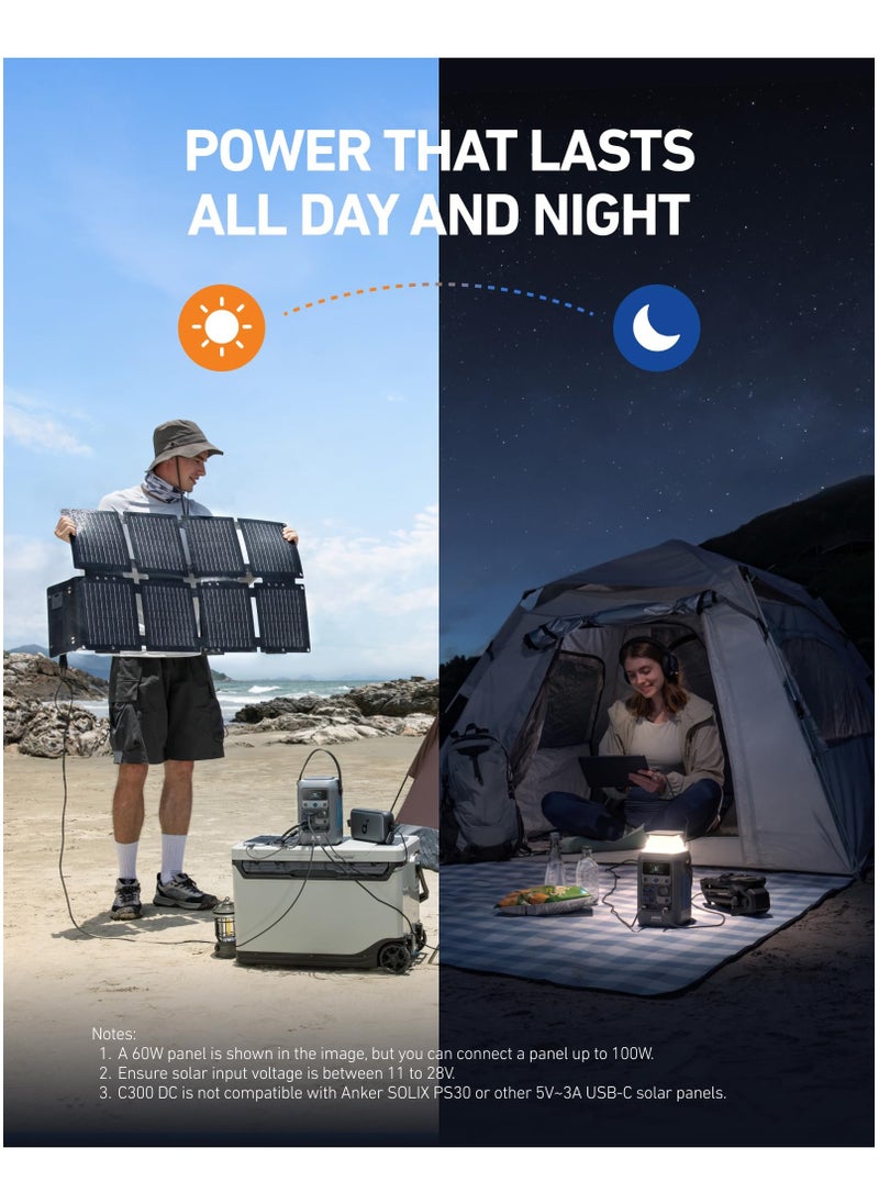 Anker - Anker SOLIX C300 DC Power Bank Station, Outdoor 288Wh (90,000mAh), Portable Power Station for Multiple Devices, LiFePO4 Battery, 300W Solar Generator, For Camping, Traveling, and Emergencies - Image 1