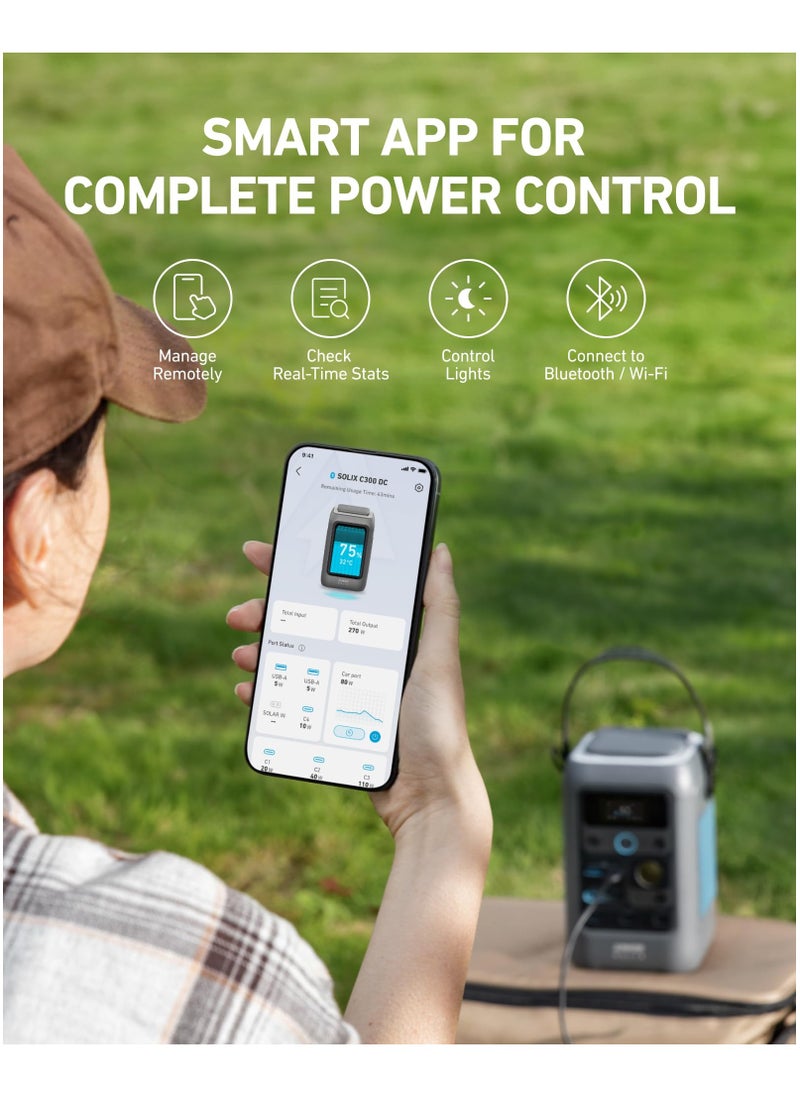 Anker - Anker SOLIX C300 DC Power Bank Station, Outdoor 288Wh (90,000mAh), Portable Power Station for Multiple Devices, LiFePO4 Battery, 300W Solar Generator, For Camping, Traveling, and Emergencies - Image 1