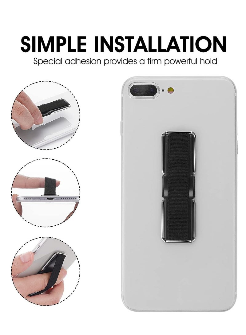 Oasisgalore 4 Pcs Finger Strap Phone Grip Holder Elastic Kickstand with Stand(Black)  - Image 2