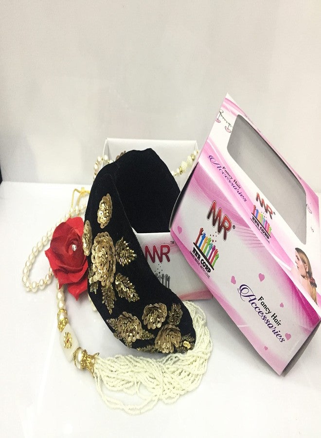 Nnr Beaded Hair Bands For Girls And Women, Hand Made Embroidery Hair Bands For Parties And Functions, Pack Of 1 Pcs - Black2 - Image 5