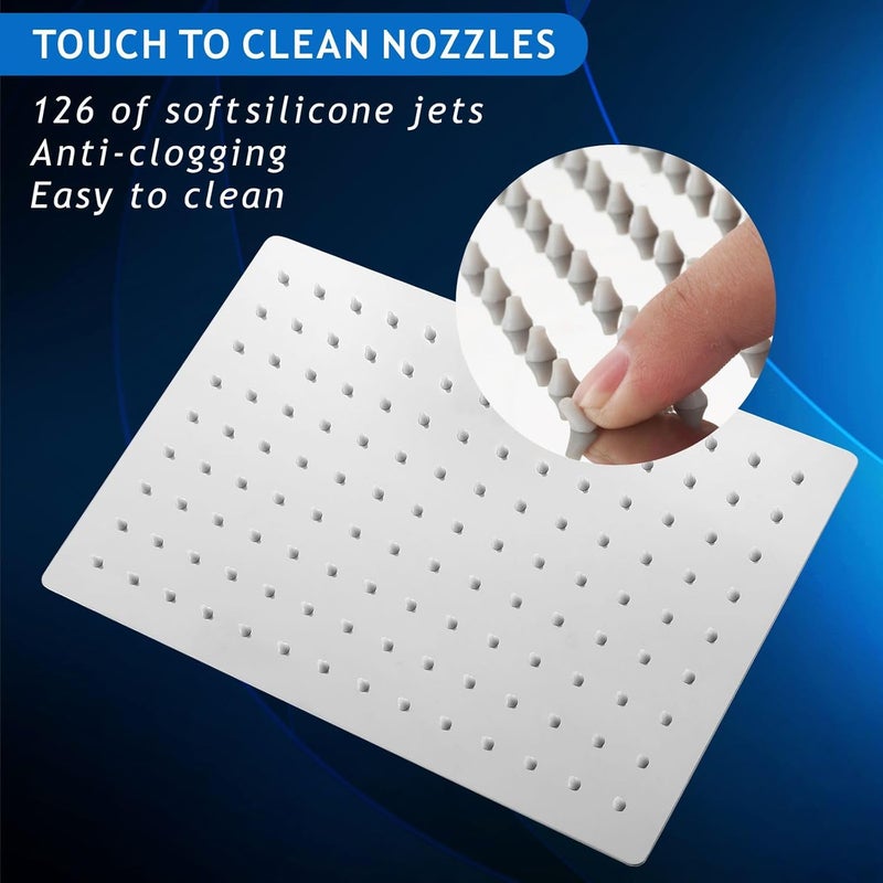 Voolan Rain Shower Head - High Flow Large Rainfall Shower Heads Made of Stainless Steel - Waterfall Bathroom Square Showerhead - Ceiling or Wall Mount (12 * 8 Inch Rectangle, Chrome) - Image 3