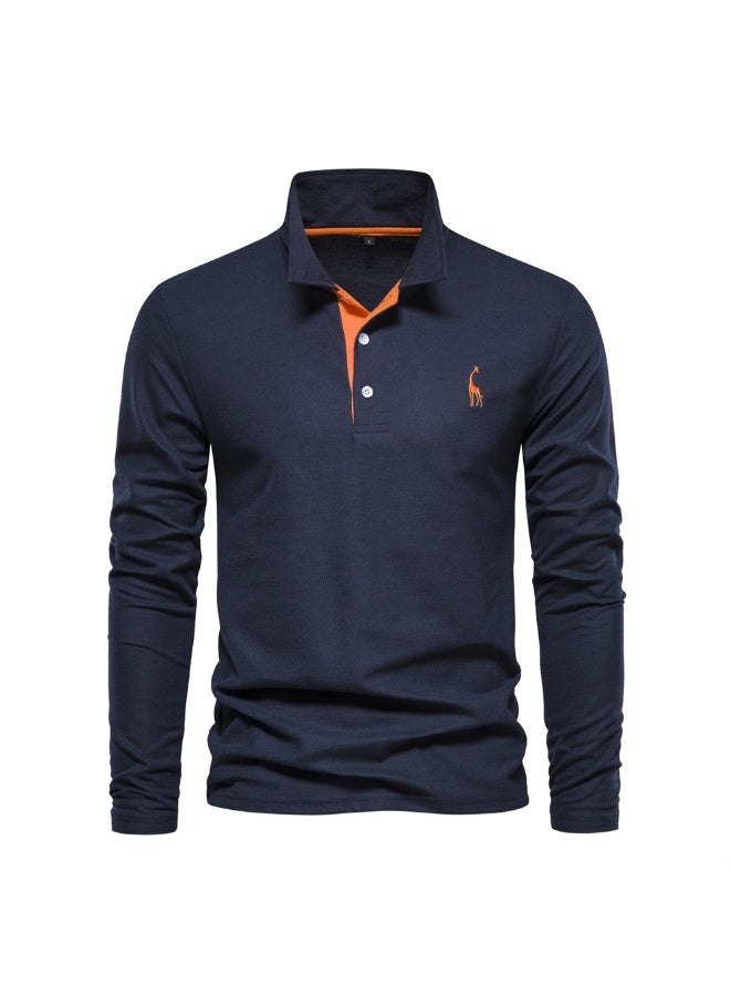 BIRD Spring Autumn Men's Street Fashion Lapel Button Solid Color High-End Leisure Comfortable Sports Long-Sleeved polo Shirt Tops - Image 1