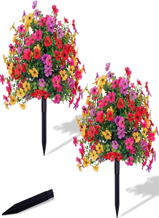 Wsinidier 22‘’ Outdoor Artificial Flowers Topiary Ball,2 Set of UV-Resistant Artificial Green Plants Boxwood with Ground Spikes,for Decorating Home patios, porches, and courtyards. - Image 1