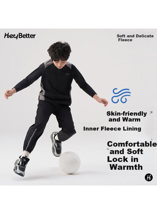 Heybetter Children'S Long Pants, Breathable Cube Sports Pants, Moisture-Wicking And Quick-Drying, For Boys And Girls, Spring Trousers, Dazzling Black (Black), Size 170 - Image 2