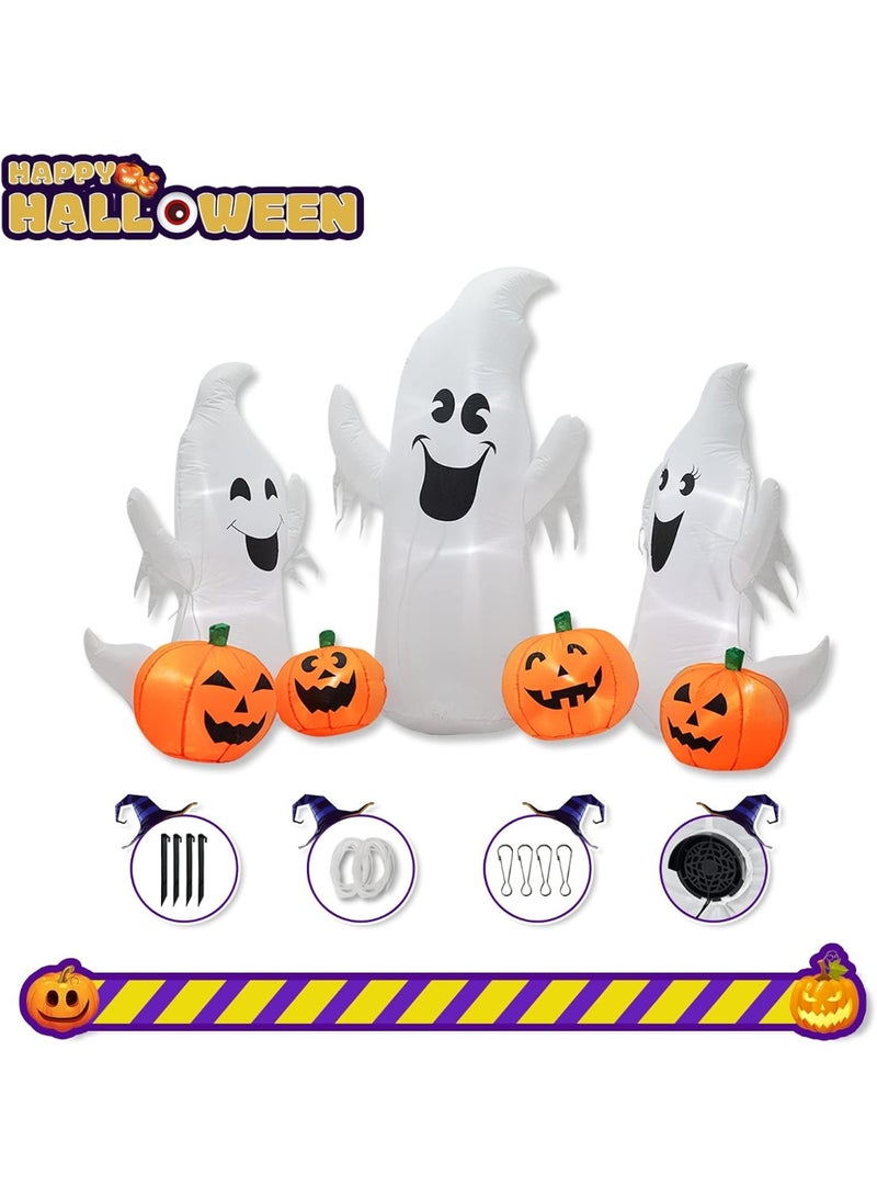 TAPIT 7.55FT Length Halloween Inflatable Ghosts and Pumpkins, 3 Ghosts Inflatables with Led Lights for Home Yard Lawn Indoor Halloween Outdoor Decoration - Image 3