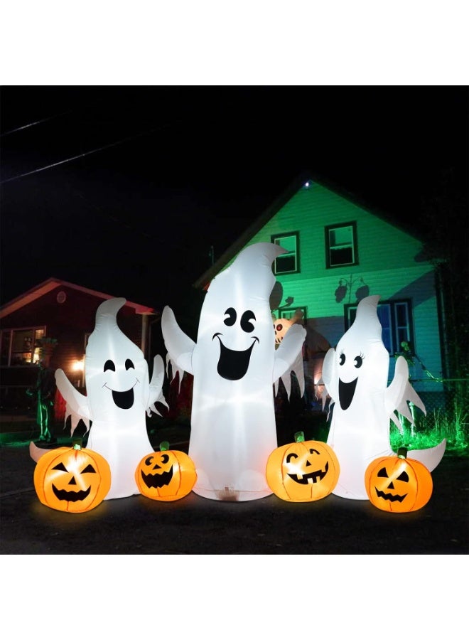 TAPIT 7.55FT Length Halloween Inflatable Ghosts and Pumpkins, 3 Ghosts Inflatables with Led Lights for Home Yard Lawn Indoor Halloween Outdoor Decoration - Image 5