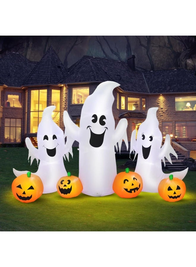 TAPIT 7.55FT Length Halloween Inflatable Ghosts and Pumpkins, 3 Ghosts Inflatables with Led Lights for Home Yard Lawn Indoor Halloween Outdoor Decoration - Image 4
