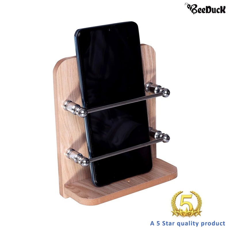 BeeDuck ® Wooden Single Mobile & Remote Holder Stand, TV & AC Remote Holding, Keys Hanging at Home, Office, Bedroom, Hotel - Wall Mount Multipurpose Stand - Image 3