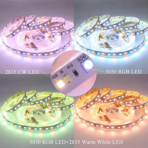 LEDENET RGB+ CCT RGBWW LED Strip Lights DC24V 540LEDs 2800K-6500K Full Color Changing 5050 RGB 2835 Warm White Daylight White Flexible LED Tape Ribbon Lamp Non-Waterproof 16.4ft for Bedroom Home - Image 3