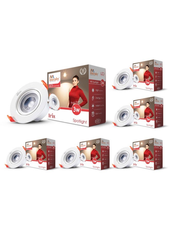 Murphy 3W Iris LED Adjustable Spot Downlight | Warm White Pack of 6 Focus Light, Ceiling Spotlight for Deep Junction Box, Ideal for Accent & Display Lighting (2-Year Warranty) - Image 1